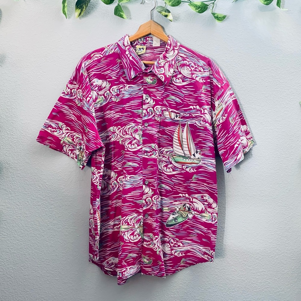 Big Dogs Pink and White Casual Button Down Shirt